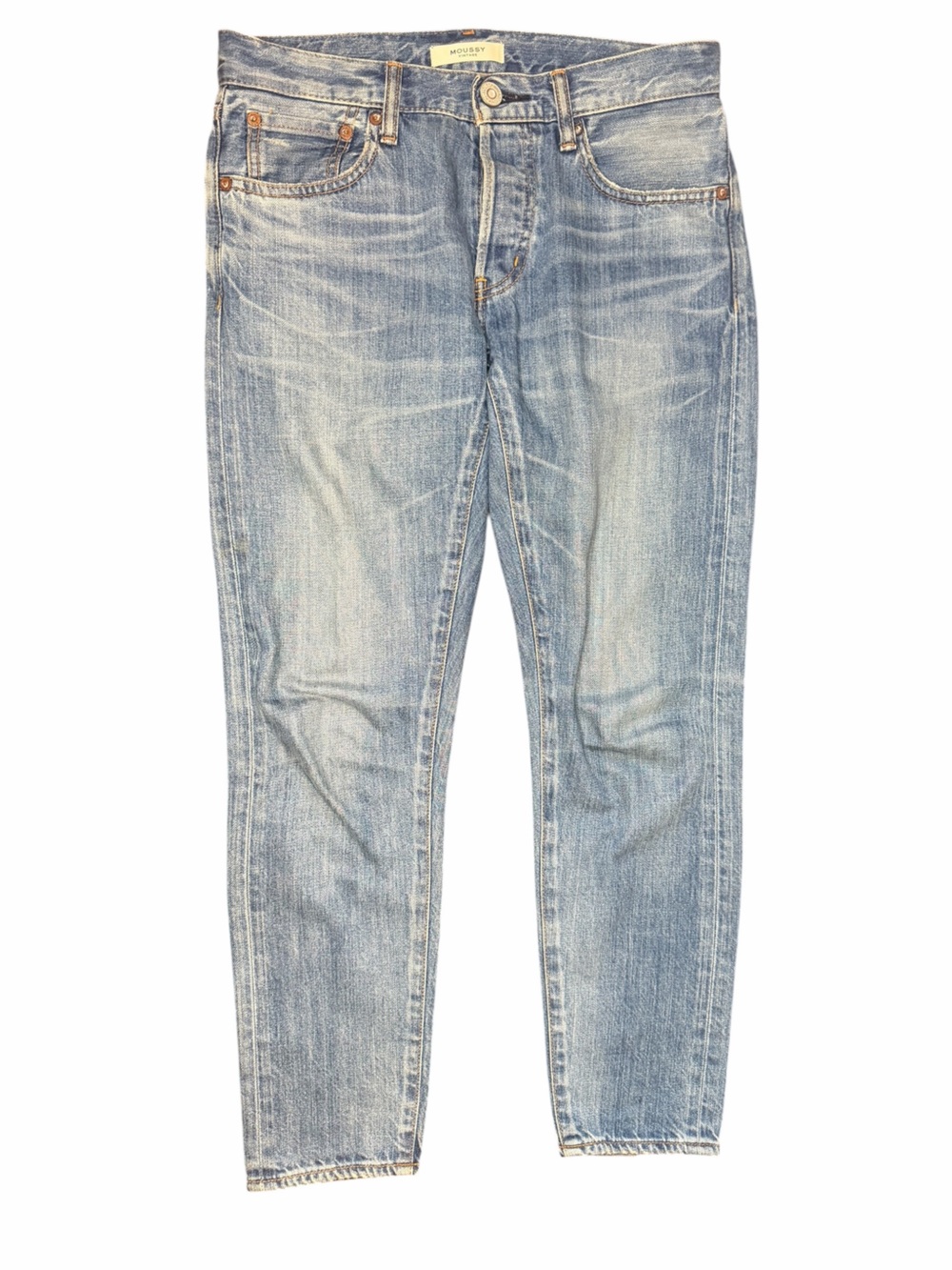 MOUSSY Vintage Japan Made High Rise Straight Leg Jeans Light Wash Size 26